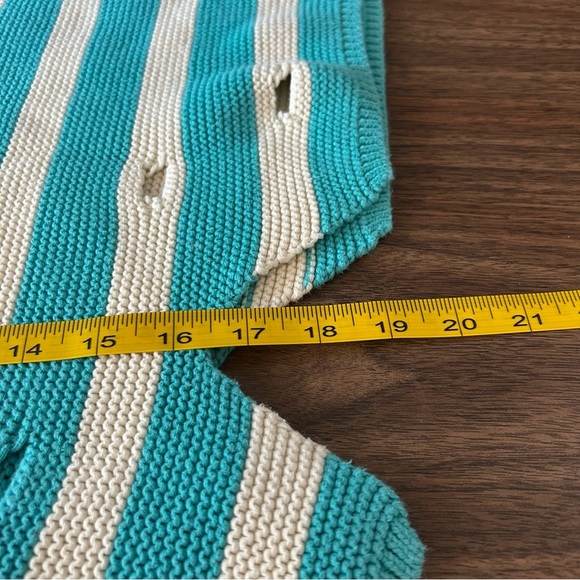 BOUNDARY & CO. Striped Teal and Cream Knit Top L - Picture 10 of 10